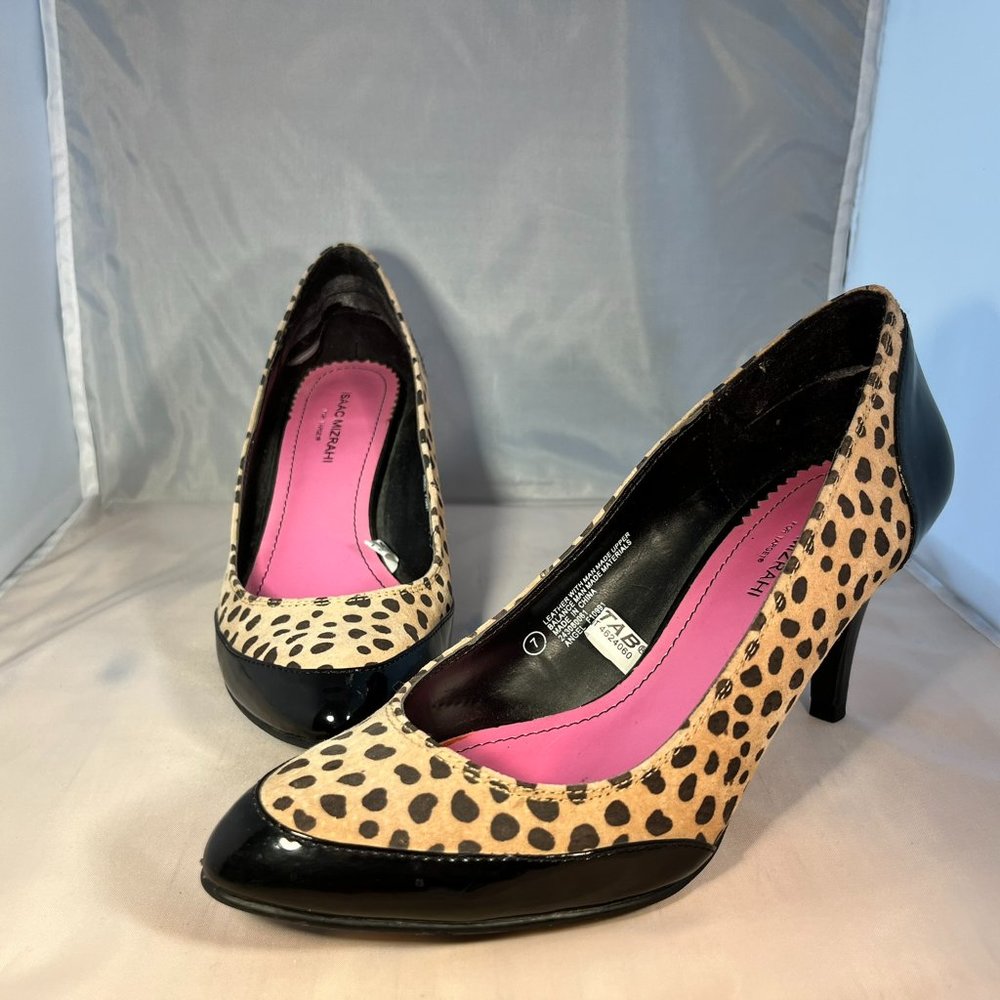 Leopard/Black Patent Pumps Size 7